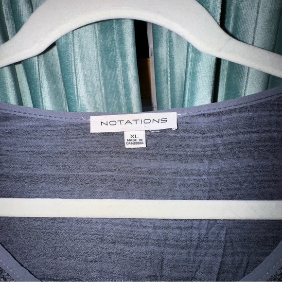 NOTATIONS | asymmetrical hem 3/4 sleeve top | dusty blue | XL - Picture 3 of 4
